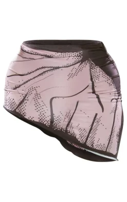 Sale PrettyLittleThing Shape Printed Slinky Asymmetric Mini Skirt Light Pink