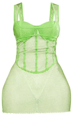Shape Glitter Fishnet Cup Detail Bodycon Dress-PrettyLittleThing Outlet