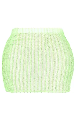 Clearance PrettyLittleThing Shape Glitter Textured Mini Skirt Lime