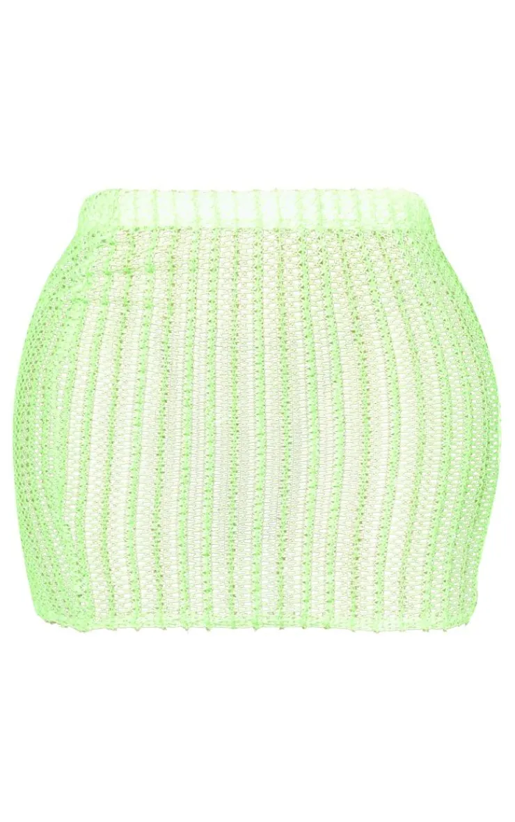 Clearance PrettyLittleThing Shape Glitter Textured Mini Skirt Lime