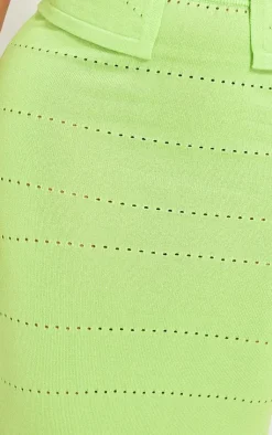 New PrettyLittleThing Shape Knit Low Rise Maxi Skirt Lime