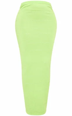 New PrettyLittleThing Shape Knit Low Rise Maxi Skirt Lime