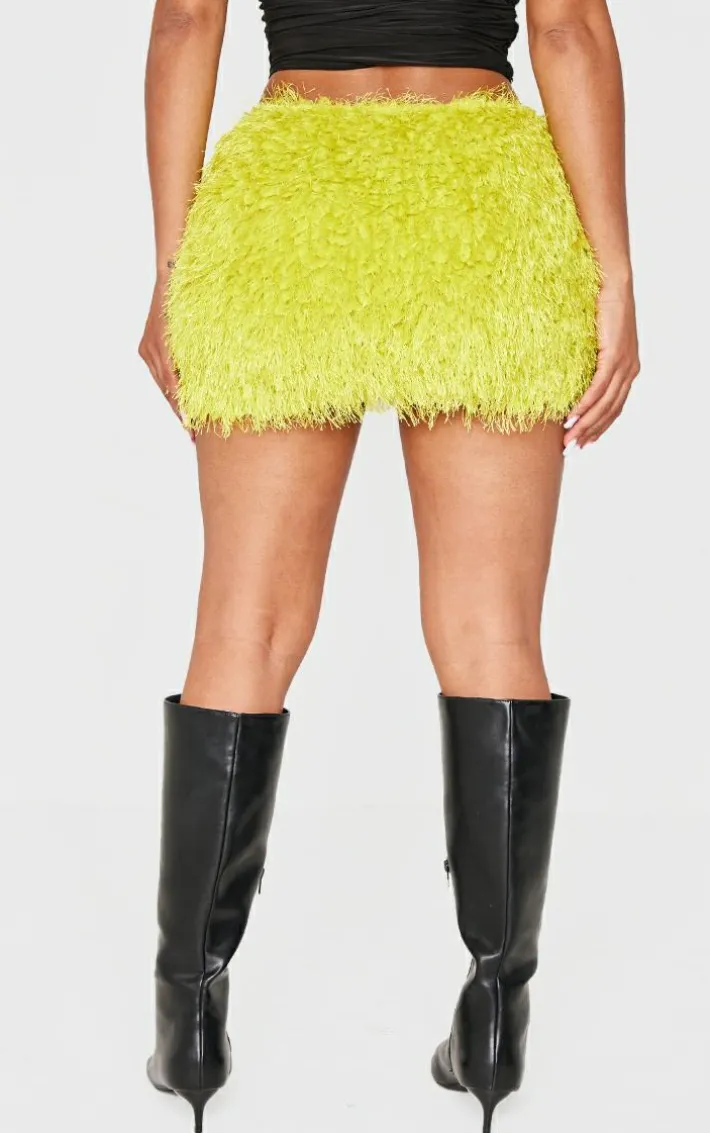 Shape Lime Low Rise Faux Leather Tassle Mini Skirt
