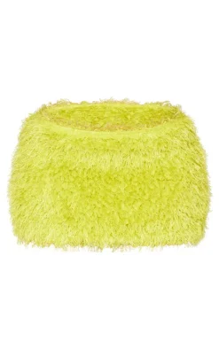 Shape Lime Low Rise Faux Leather Tassle Mini Skirt