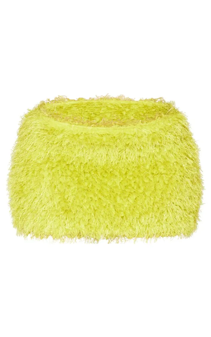 Shape Lime Low Rise Faux Leather Tassle Mini Skirt