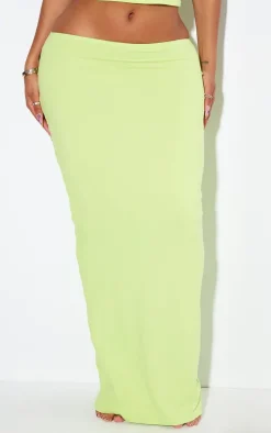 Discount PrettyLittleThing Shape Sculpted Low Rise Maxi Skirt Lime