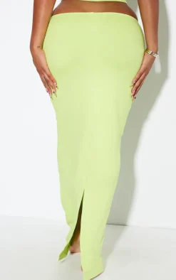 Discount PrettyLittleThing Shape Sculpted Low Rise Maxi Skirt Lime