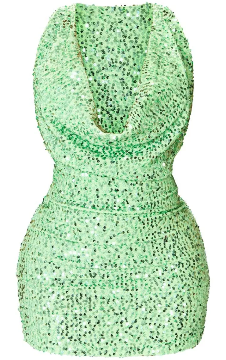 Shape Sequin Cowl Front Bodycon Dress-PrettyLittleThing Hot