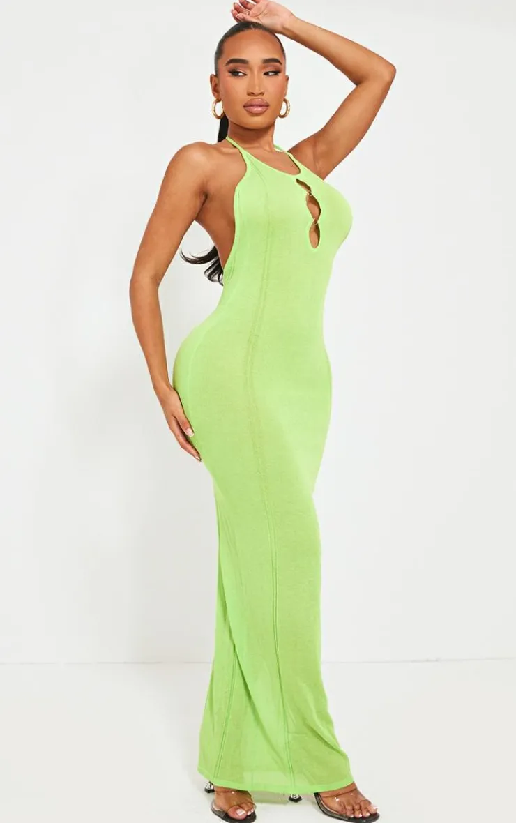Shape Sheer Knitted Low Back Ring Detail Maxi Dress-PrettyLittleThing Discount