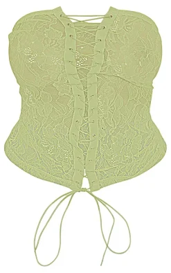 Shape Sheer Lace Tie Front Bandeau Top-PrettyLittleThing Discount