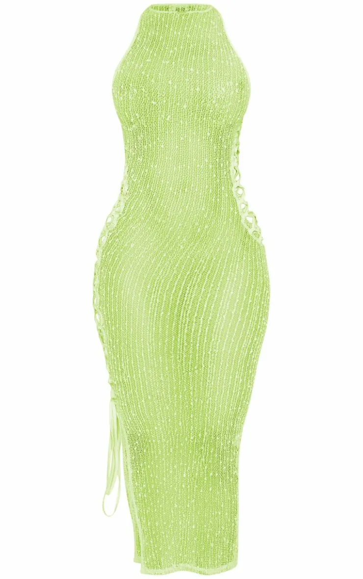 Shape Textured Sheer Cut Out Side Midaxi Dress-PrettyLittleThing Sale