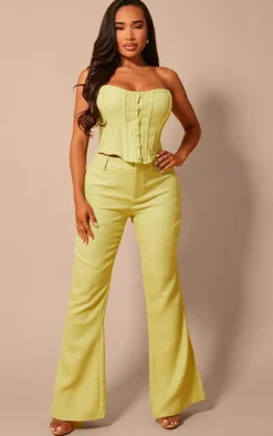 Clearance PrettyLittleThing Shape Woven High Waist Pants Lime