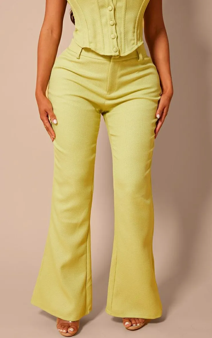Clearance PrettyLittleThing Shape Woven High Waist Pants Lime