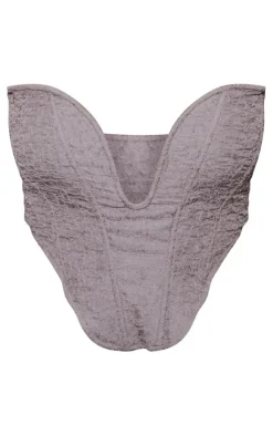 Sale PrettyLittleThing Shape Textured Plunge Corset Mauve