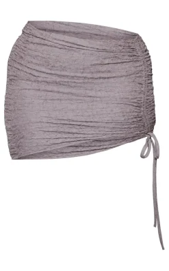 Online PrettyLittleThing Shape Textured Ruched Side Bodycon Skirt Mauve