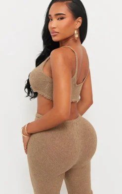Best PrettyLittleThing Shape Knit Extreme Crop Bralet Mocha