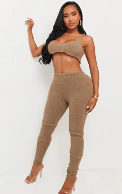 Best PrettyLittleThing Shape Knit Extreme Crop Bralet Mocha