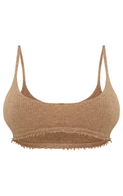 Best PrettyLittleThing Shape Knit Extreme Crop Bralet Mocha