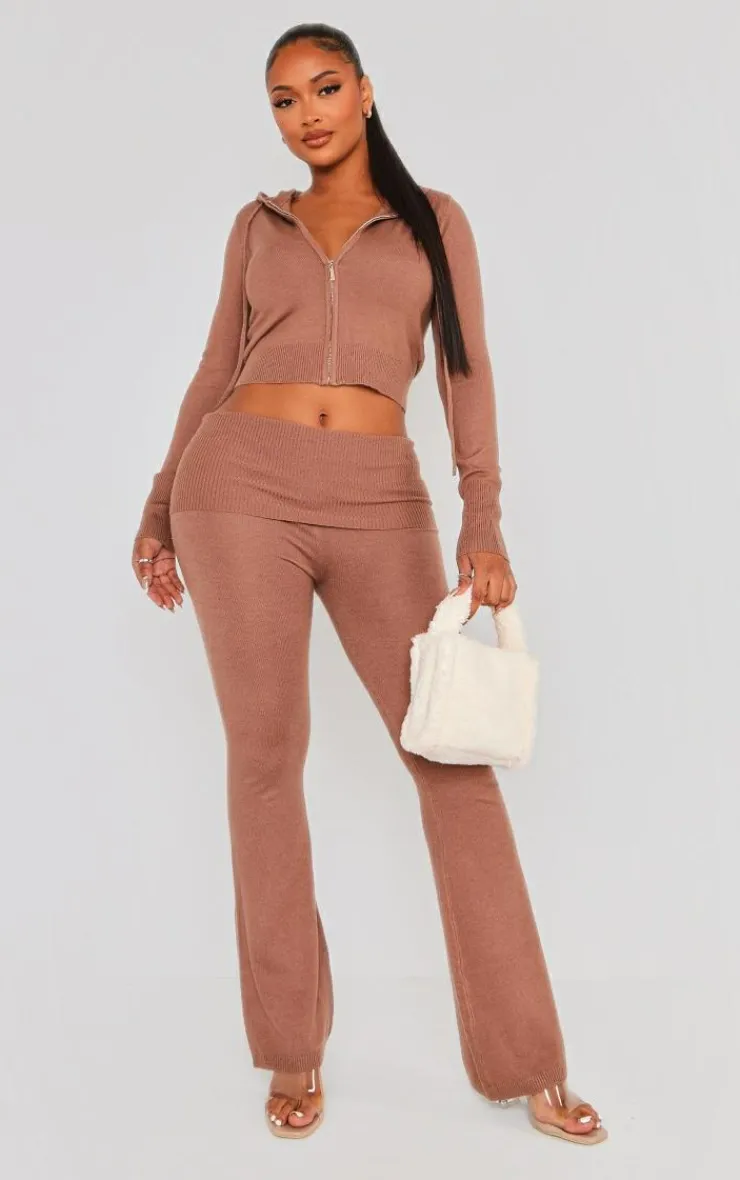 PrettyLittleThing Knitted Two Piece Sets*Shape Knit High Waist Foldover Waist Leggings