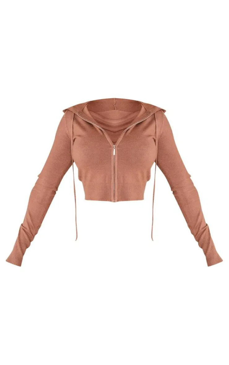 PrettyLittleThing Knitted Tops*Shape Knit Zip Through Jacket