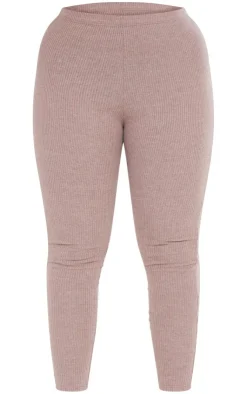 PrettyLittleThing Shape Marl Rib Leggings Mocha