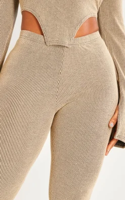Outlet PrettyLittleThing Shape Ribbed High Waisted Leggings Mocha