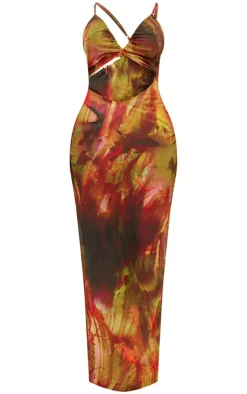Shape Abstract Print Chiffon Strappy Cut Out Maxi Dress-PrettyLittleThing Outlet