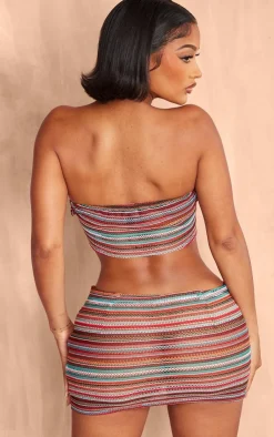 New PrettyLittleThing Shape Multi Contrast Textured Bandeau Blue