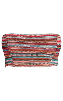 New PrettyLittleThing Shape Multi Contrast Textured Bandeau Blue