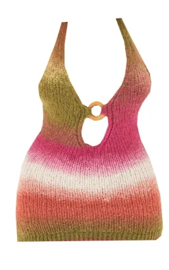 Shape Stripe Knit Plunge Ring Detail Bodycon Dress-PrettyLittleThing Outlet