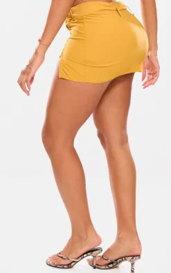 Outlet PrettyLittleThing Shape Belted Utility Split Front Mini Skirt Mustard