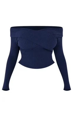 PrettyLittleThing Knitted Tops*Shape Bardot Knitted Top
