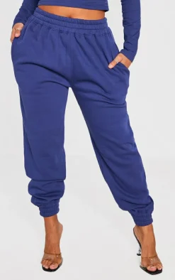 Sale PrettyLittleThing Shape Navy High Waisted Cuffed Sweatpants Blue