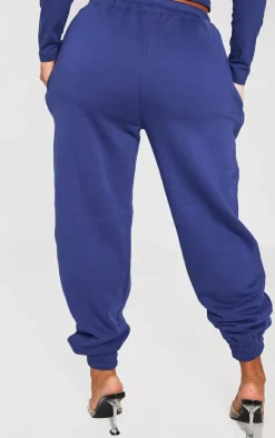 Sale PrettyLittleThing Shape Navy High Waisted Cuffed Sweatpants Blue