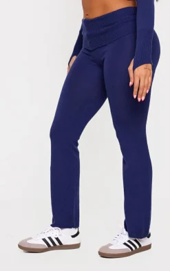 Clearance PrettyLittleThing Shape Knitted Flare Pants Navy