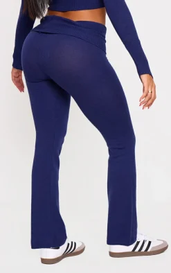 Clearance PrettyLittleThing Shape Knitted Flare Pants Navy