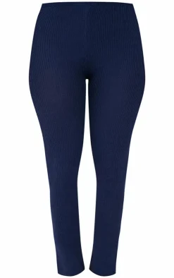 Online PrettyLittleThing Shape Knitted Leggings Navy