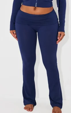 Best PrettyLittleThing Shape Sculpted Foldover Waist Flare Pants Navy