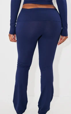 Best PrettyLittleThing Shape Sculpted Foldover Waist Flare Pants Navy