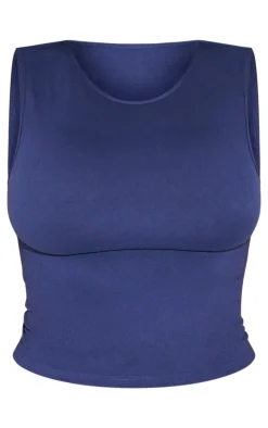Outlet PrettyLittleThing Shape Sculpted Longline Racer Top Navy