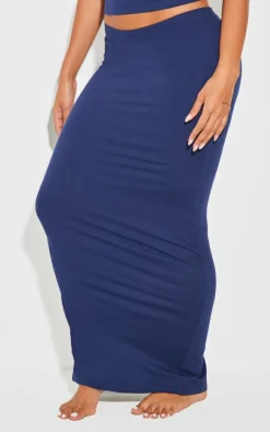 Discount PrettyLittleThing Shape Sculpted Low Rise Maxi Skirt Navy