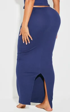 Discount PrettyLittleThing Shape Sculpted Low Rise Maxi Skirt Navy