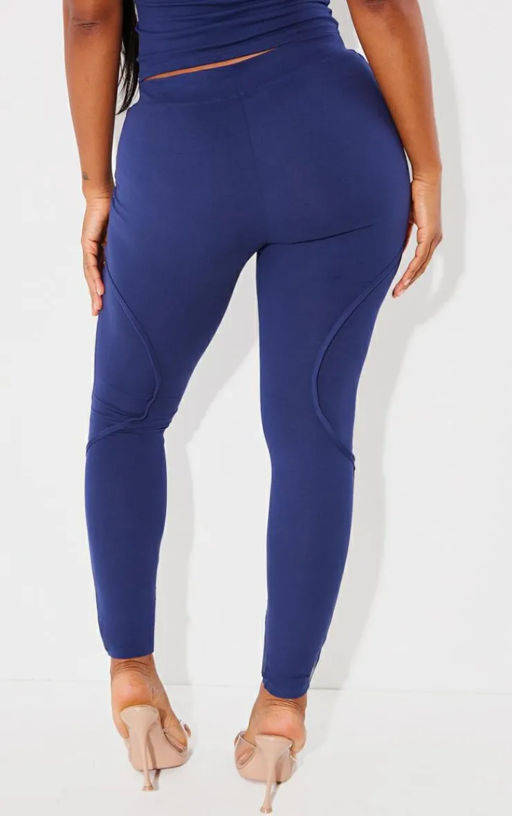 Clearance PrettyLittleThing Shape Sculpted Seam Detail Leggings Navy