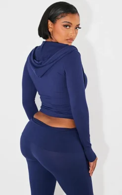 New PrettyLittleThing Shape Sculpted Zip Through Hoodie Navy