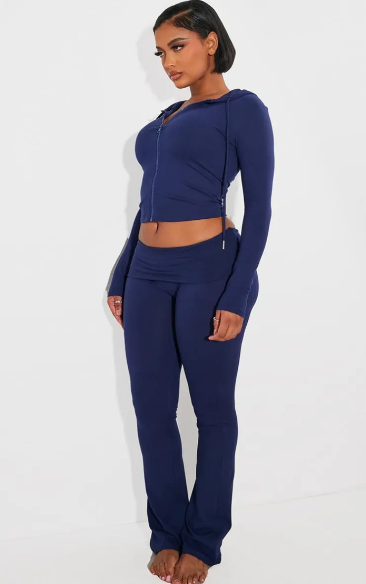New PrettyLittleThing Shape Sculpted Zip Through Hoodie Navy
