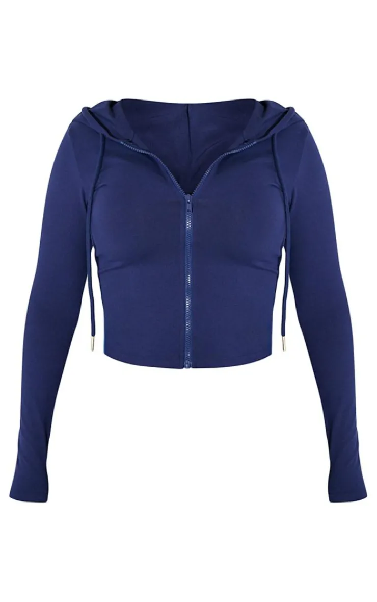 New PrettyLittleThing Shape Sculpted Zip Through Hoodie Navy
