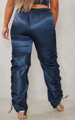 Sale PrettyLittleThing Shape Shell Toggle Ruched Sweatpants Navy