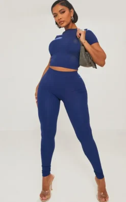 Discount PrettyLittleThing Shape Stretch Seamless Leggings Navy