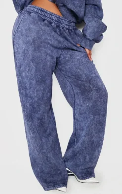 Hot PrettyLittleThing Shape Washed Wide Leg Sweatpants Navy