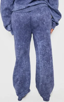 Hot PrettyLittleThing Shape Washed Wide Leg Sweatpants Navy